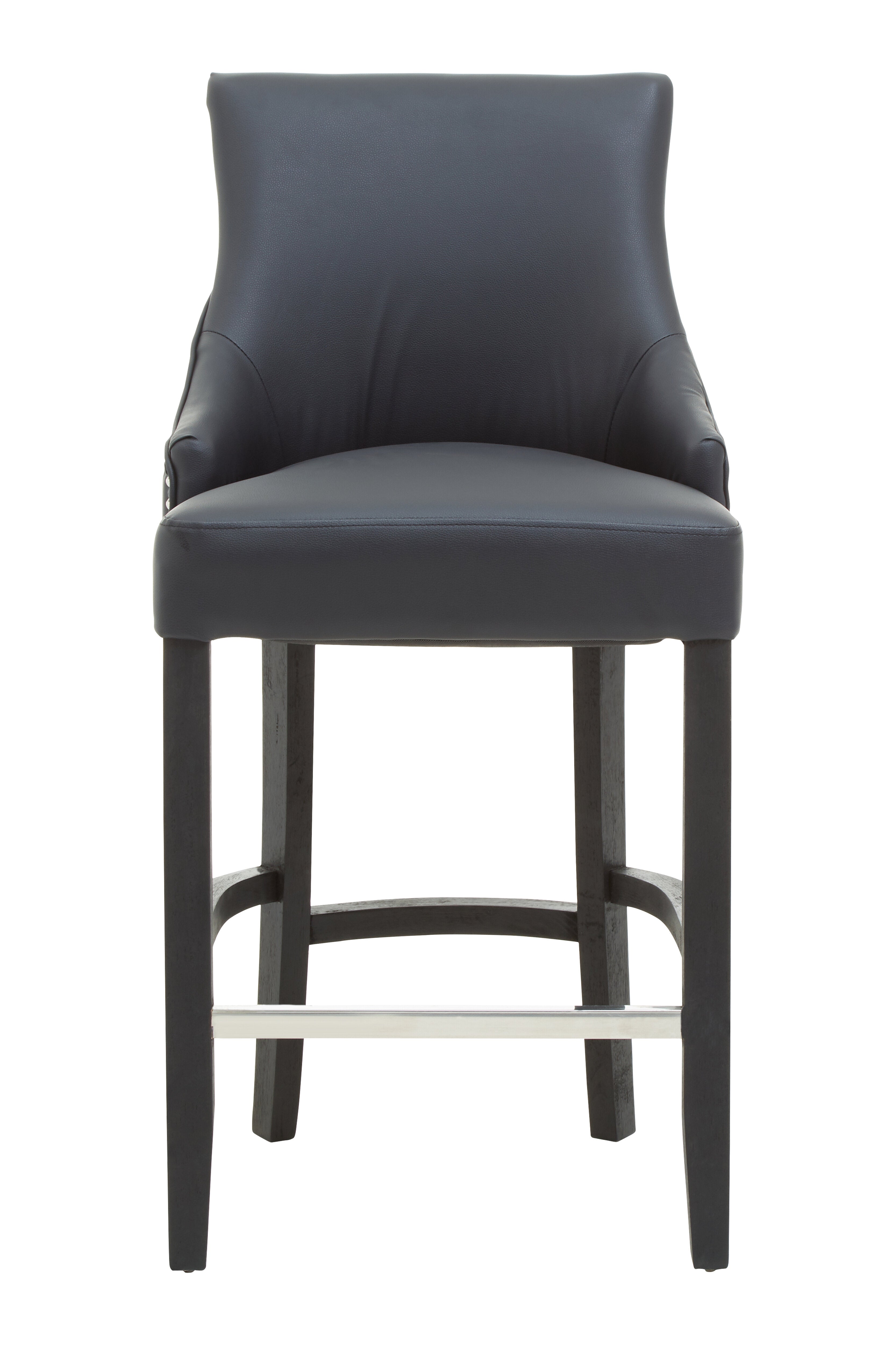 Candace Townhouse Charcoal Faux Leather Bar Stool